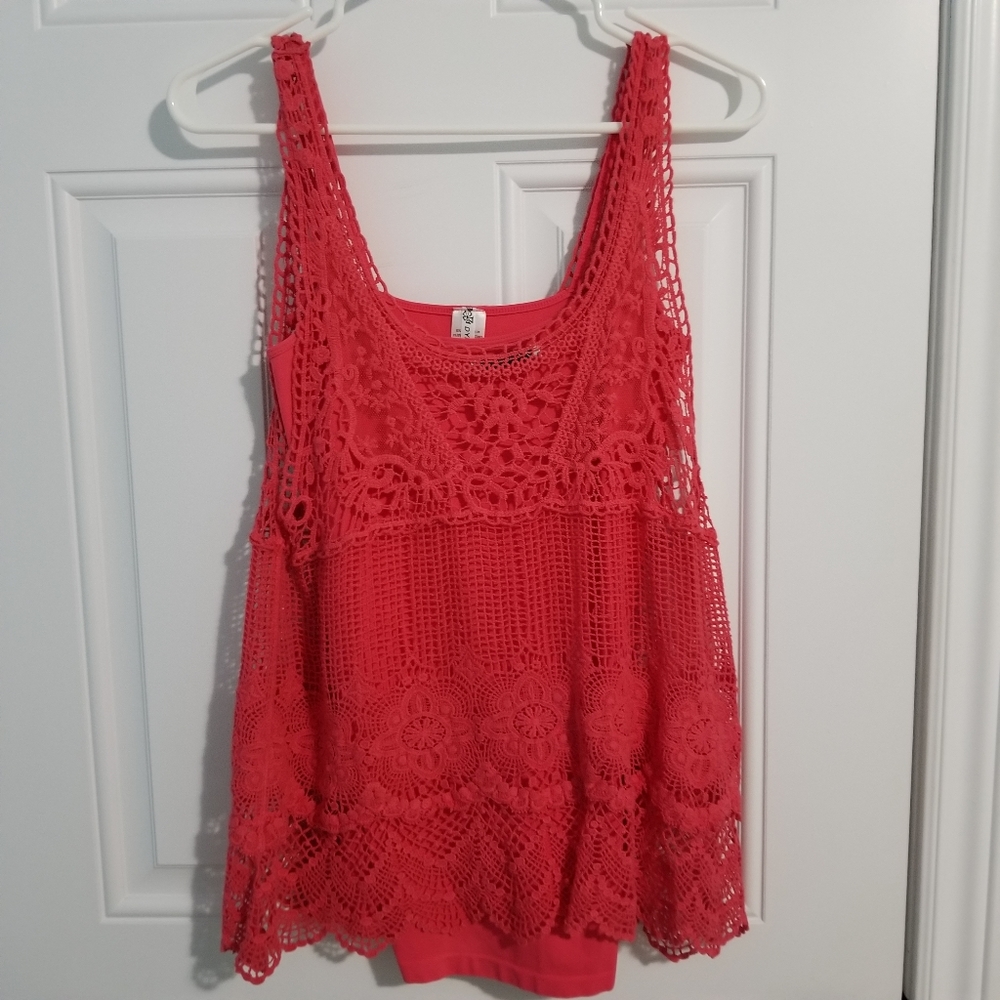 Lacy crochet style top with matching camisole